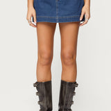 Felica High Rise Denim Mini Skort