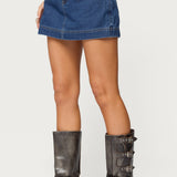 Felica High Rise Denim Mini Skort