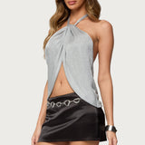 Stasia Sparkly Knit Split Front Top