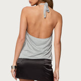 Stasia Sparkly Knit Split Front Top