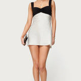 Petite Contrast Satin Effect Mini Dress