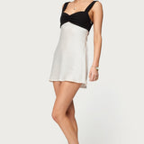 Petite Contrast Satin Effect Mini Dress