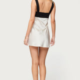 Petite Contrast Satin Effect Mini Dress