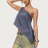 Asymmetric Satin Effect One Shoulder Top
