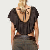 Deena Ruffled V Neck Top