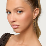 Abstract Dangling Chain Stud Earrings