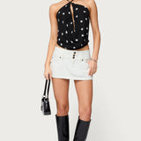 Chiffon Backless Cowl Neck Top