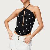 Chiffon Backless Cowl Neck Top