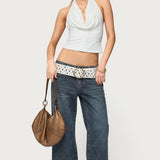 Hook & Eye Cowl Neck Halter Top