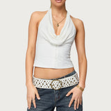 Hook & Eye Cowl Neck Halter Top