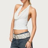 Hook & Eye Cowl Neck Halter Top