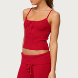 Adannah Tie Ribbed Knit Tank Top