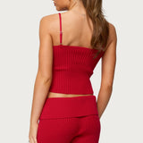 Adannah Tie Ribbed Knit Tank Top
