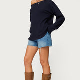 Damari Off Shoulder Oversized Waffle Top