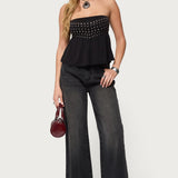 Alease Stud & Grommet Strapless Top