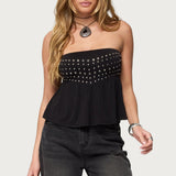 Alease Stud & Grommet Strapless Top