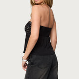 Alease Stud & Grommet Strapless Top