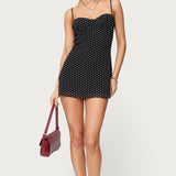 Petite Polka Dot Cupped Chiffon Mini Dress