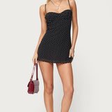Petite Polka Dot Cupped Chiffon Mini Dress