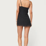 Petite Polka Dot Cupped Chiffon Mini Dress