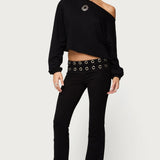 Nairobi Grommet Foldover Flared Leggings