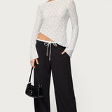 Mare Asymmetric Gem Sheer Lace Top