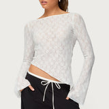 Mare Asymmetric Gem Sheer Lace Top