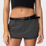 Oval Buckle Faux Leather Belt