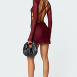 Lace Up Mesh Mini Dress