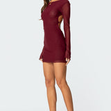 Lace Up Mesh Mini Dress