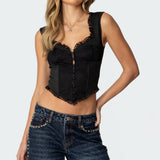 Button Front Lacey Corset