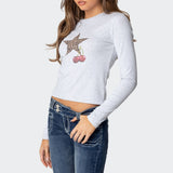 Cherry Leopard Star Long Sleeve T Shirt
