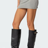 Gino Fold Over Knit Mini Skirt