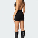 Backless Cowl Neck Mini Dress