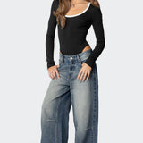 Contrast Scoop Neck Bodysuit