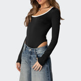 Contrast Scoop Neck Bodysuit