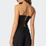 Aliza Strapless Pinstripe Corset