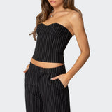 Aliza Strapless Pinstripe Corset
