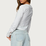 Scoop Neck Tailored Button Up Shirt