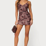 Myra Botanical Mesh Mini Dress