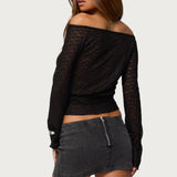 Alef Sheer Lace Off Shoulder Top