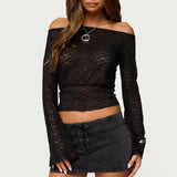 Alef Sheer Lace Off Shoulder Top