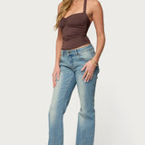 Anael Ruched Halter Top