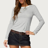 Contrast Layered Look Henley Top