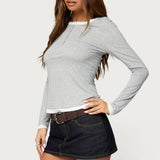 Contrast Layered Look Henley Top