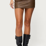 Studded Belt Faux Leather Mini Skort