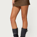 Studded Belt Faux Leather Mini Skort