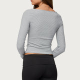 Loria Striped Boat Neck Top