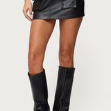 Zaira Faux Leather Cargo Mini Skort