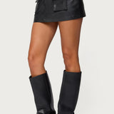 Zaira Faux Leather Cargo Mini Skort